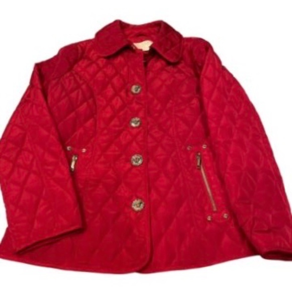 Michael Kors Red Quilted jacket EUC M - Picture 1 of 8